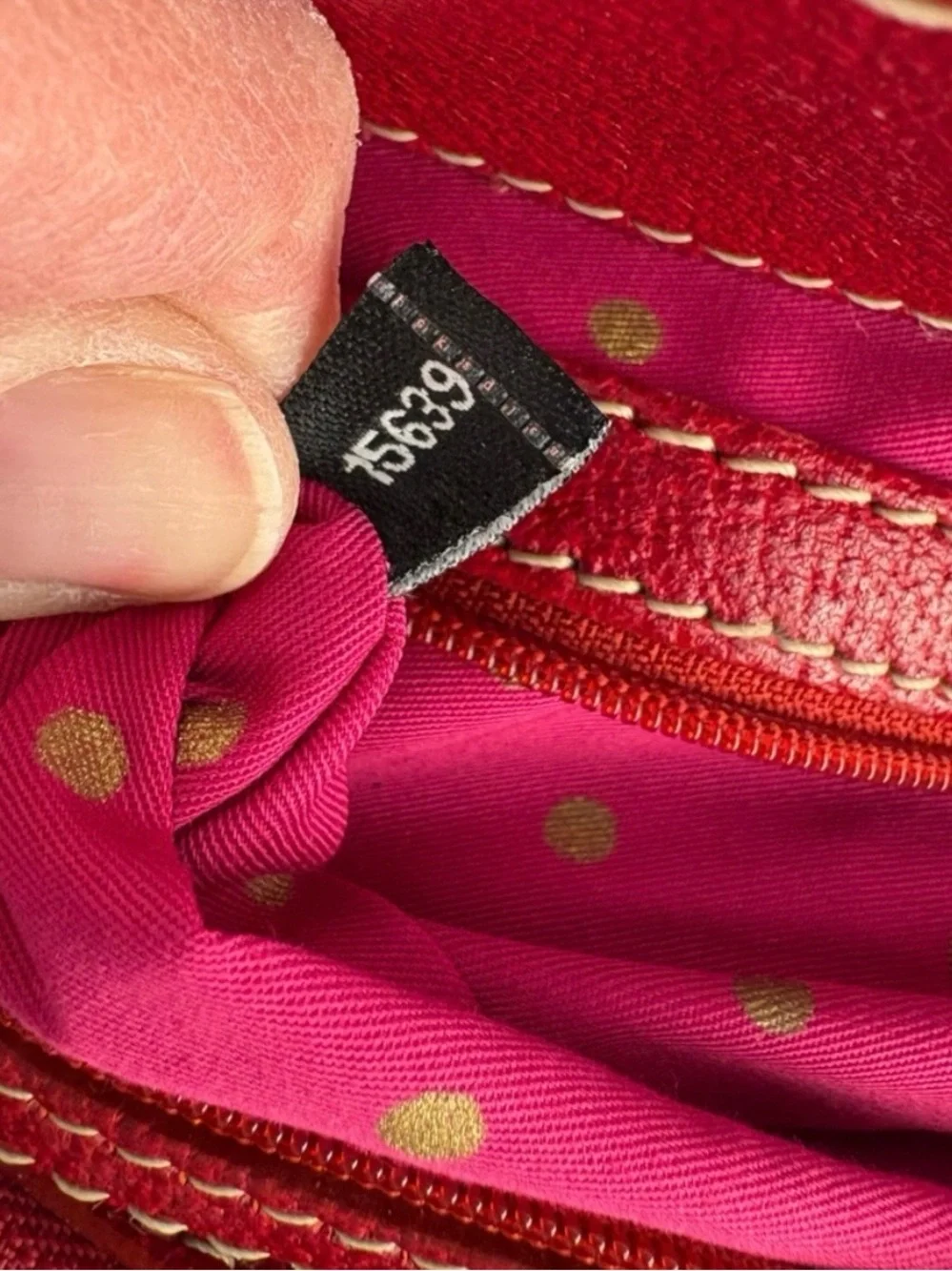 kate spade Red Pebbled Leather Structured Tote with Gold Accents